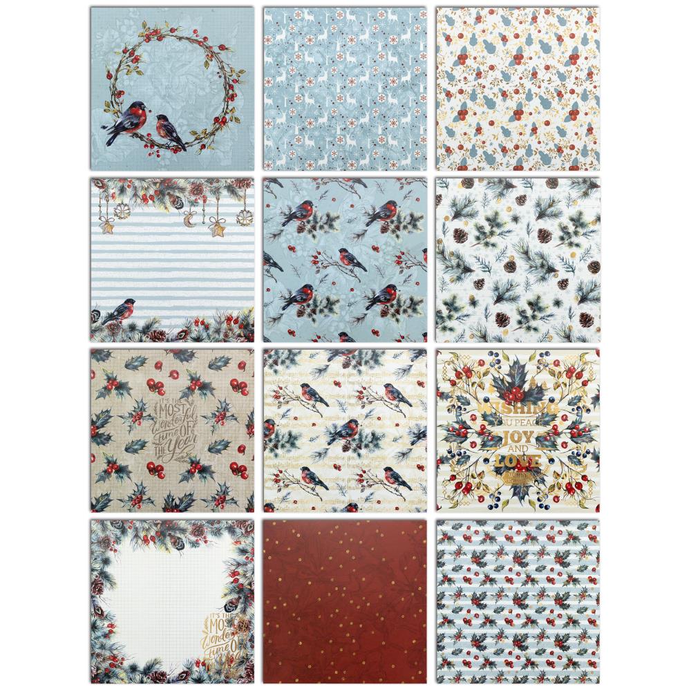 Christmas Magic Cardstock Pack 12" / Paquete de 12 Hojas de Cartulina Navidad Mágica Papel Little Birdie