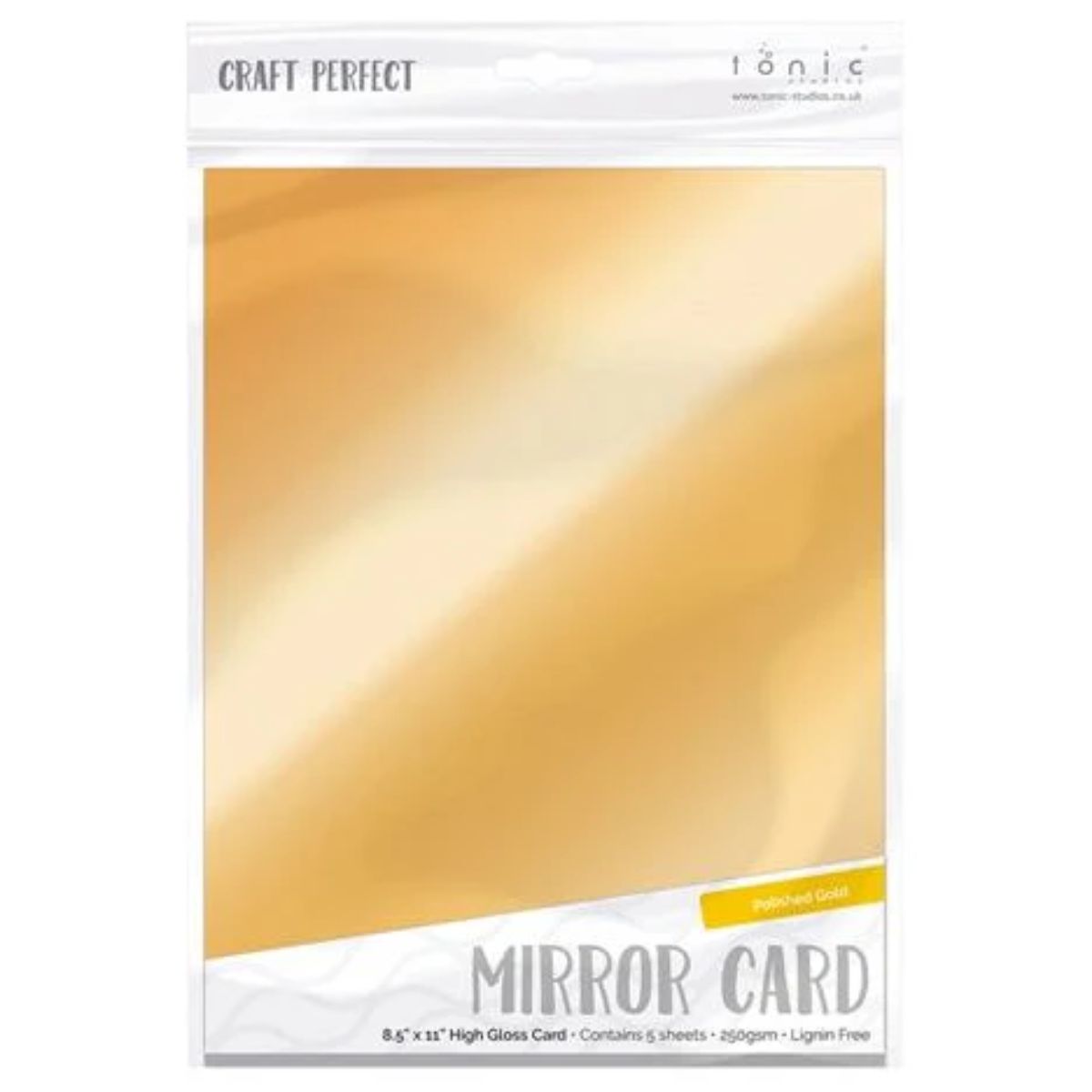 Satin Mirror Cardstock High Polished Gold / 5 Hojas Cartulina Satinada Espejo Oro Pulido PAPEL Tonic Studios