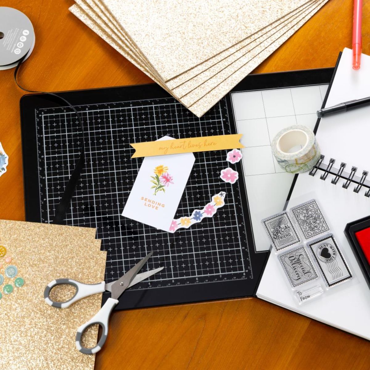 Diamond Chic Glitter Cardstock / 20 Hojas Cartulina Glitter T. Carta Oro Rosa Papel Harmony Paper