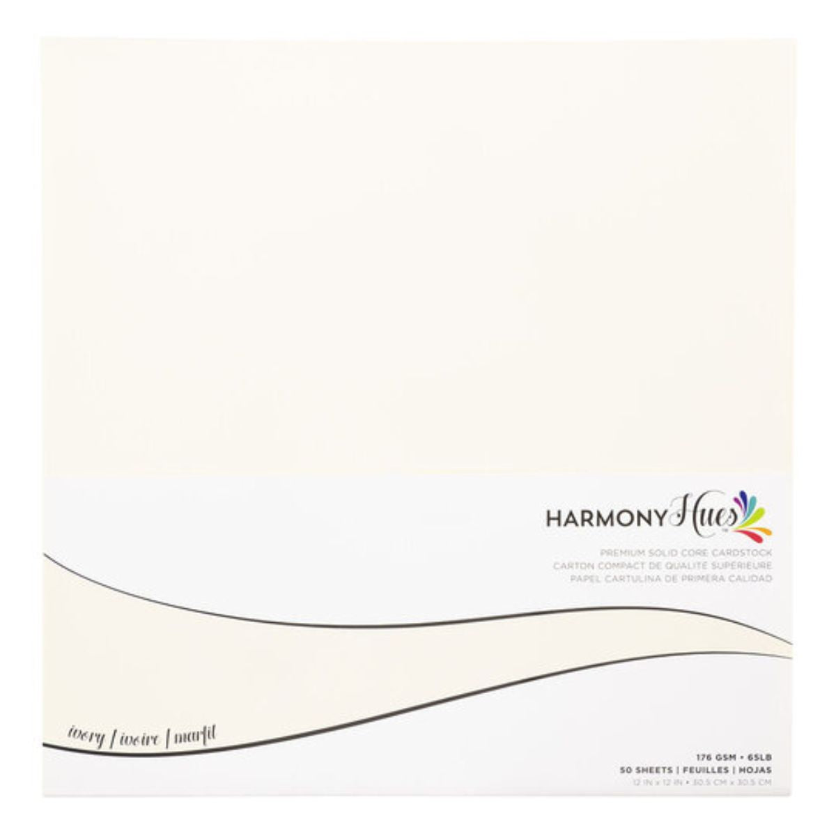 Ivory Cardstock 12" 176gm / 50 Hojas Cartulina Premium Marfil Papel Harmony Paper