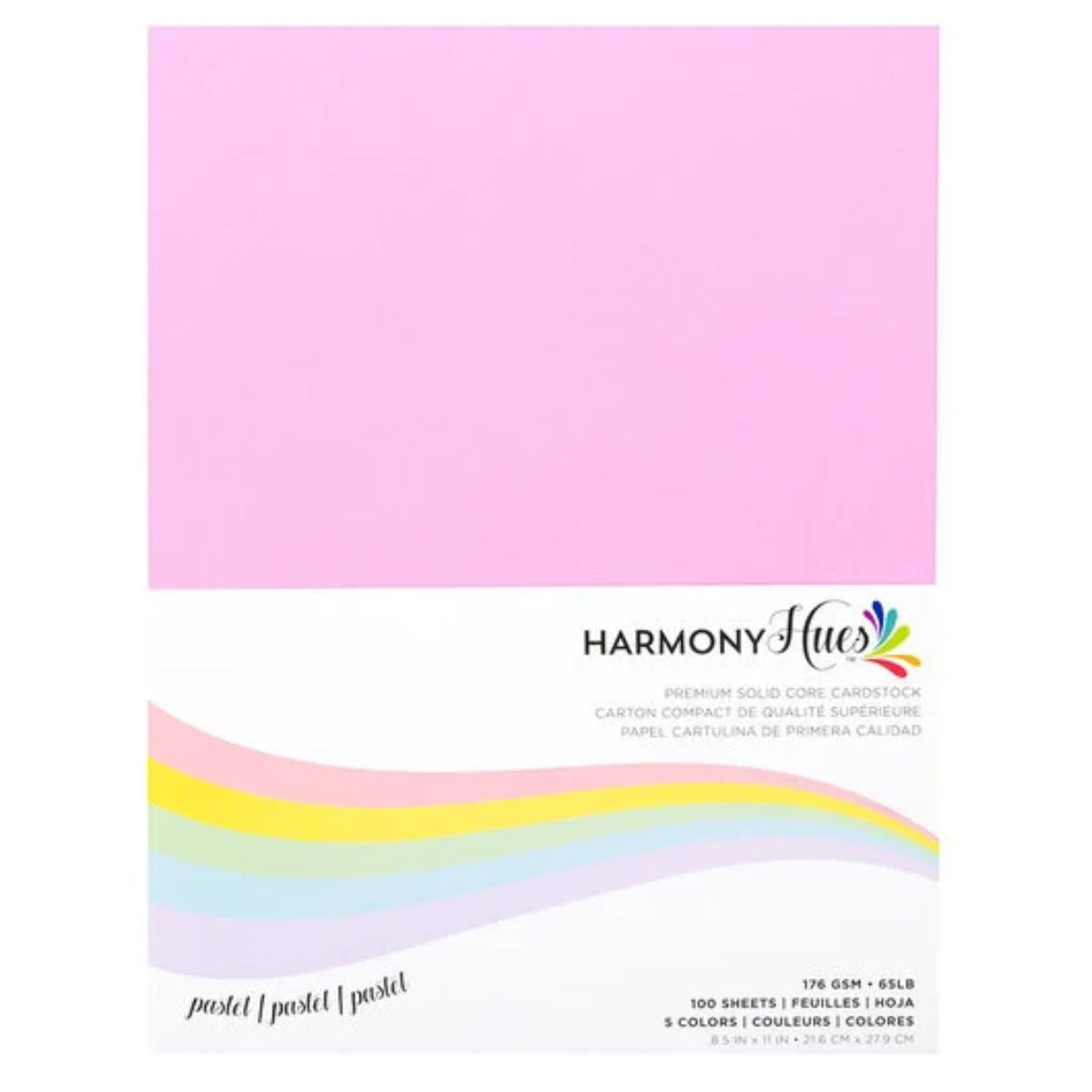 Pastel Hues Cardstock 8.5" / 100 Hojas Cartulina Premium Colores Pastel T. Carta Papel Harmony Paper