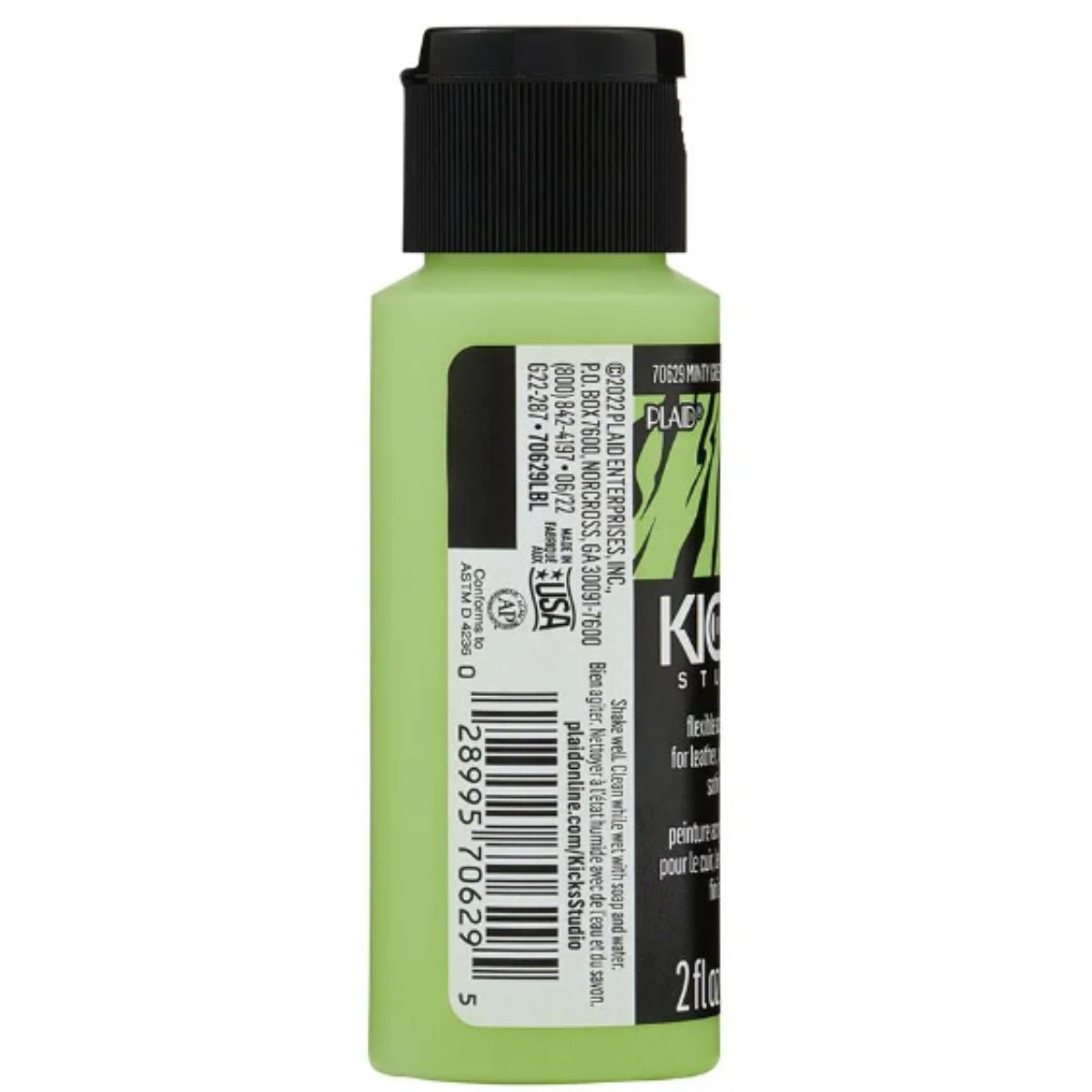 Kicks Studio Shoe Acrylic Paint Minty Green / Pintura Acrílica para Cuero, Vinil y Tela Acrìlicos Plaid