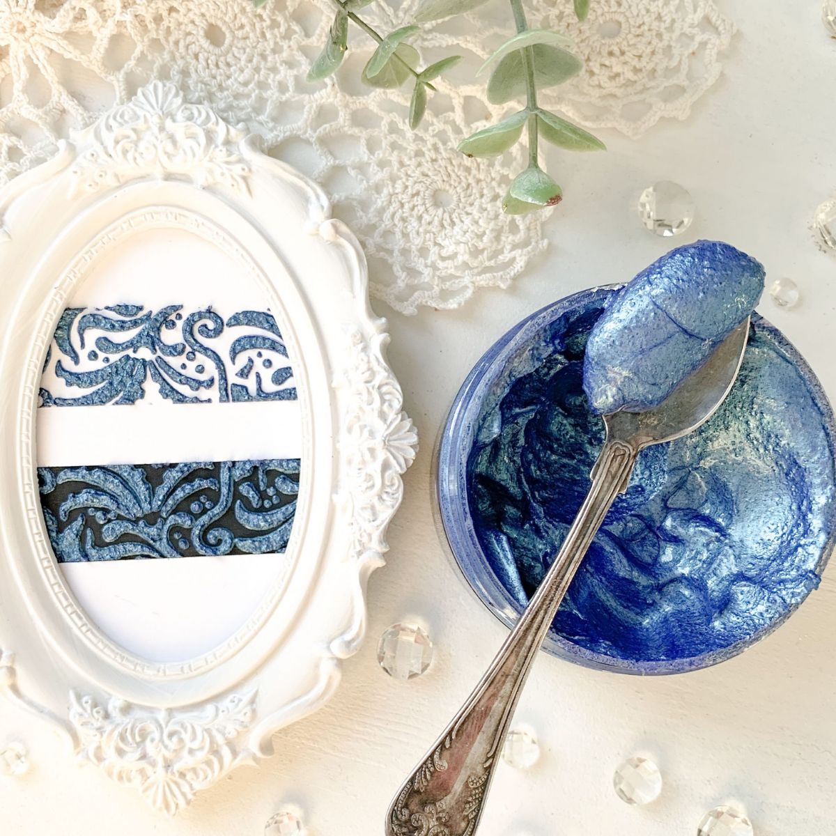 Finnabair Art Extravagance Jewel Texture Paste / Pasta Texturizadora Blue Opals Pintura y Medios Mixtos Prima Marketing