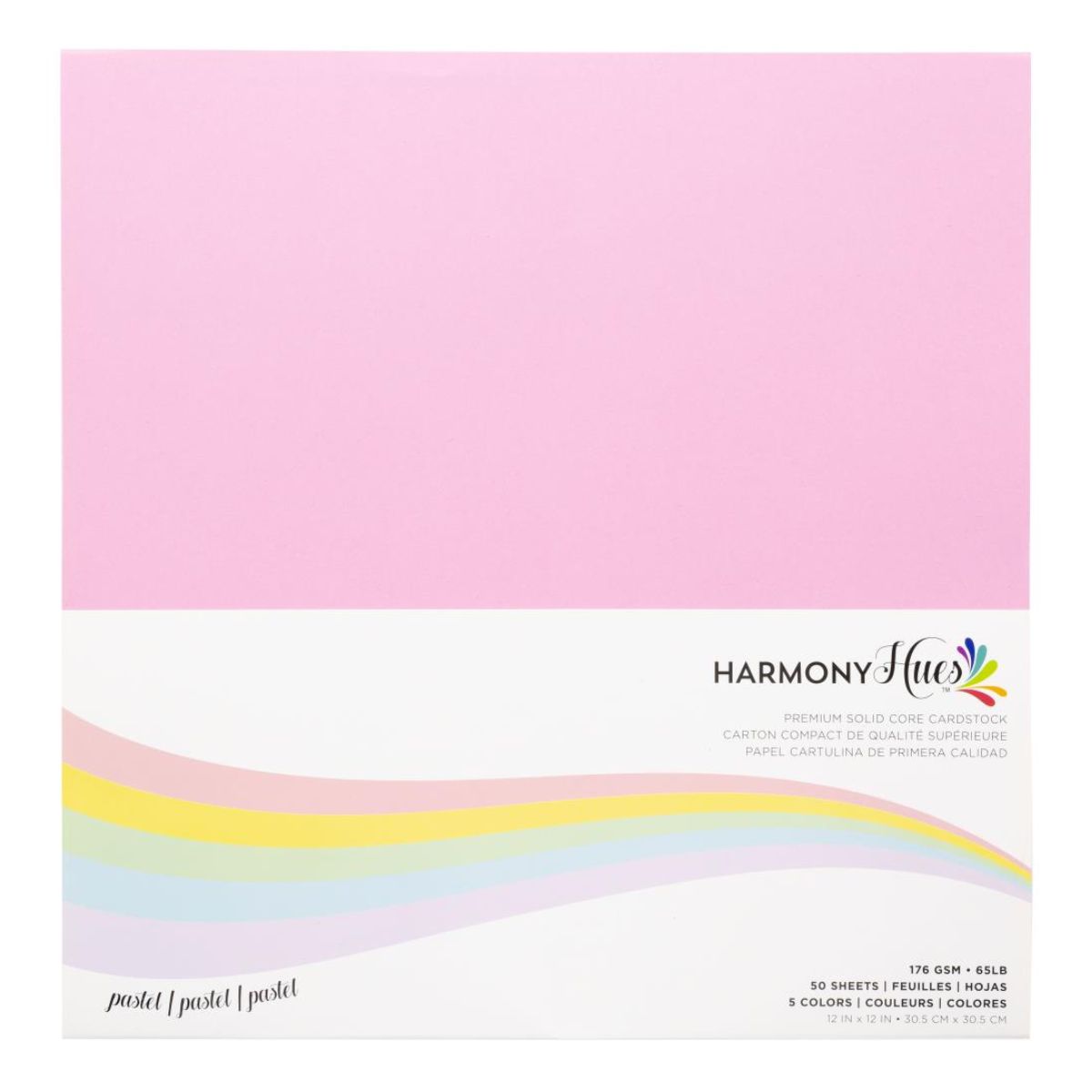 Pastel Cardstock 12" / 50 Hojas Cartulina Premium Colores Pastel 30.5 cm Papel Harmony Paper
