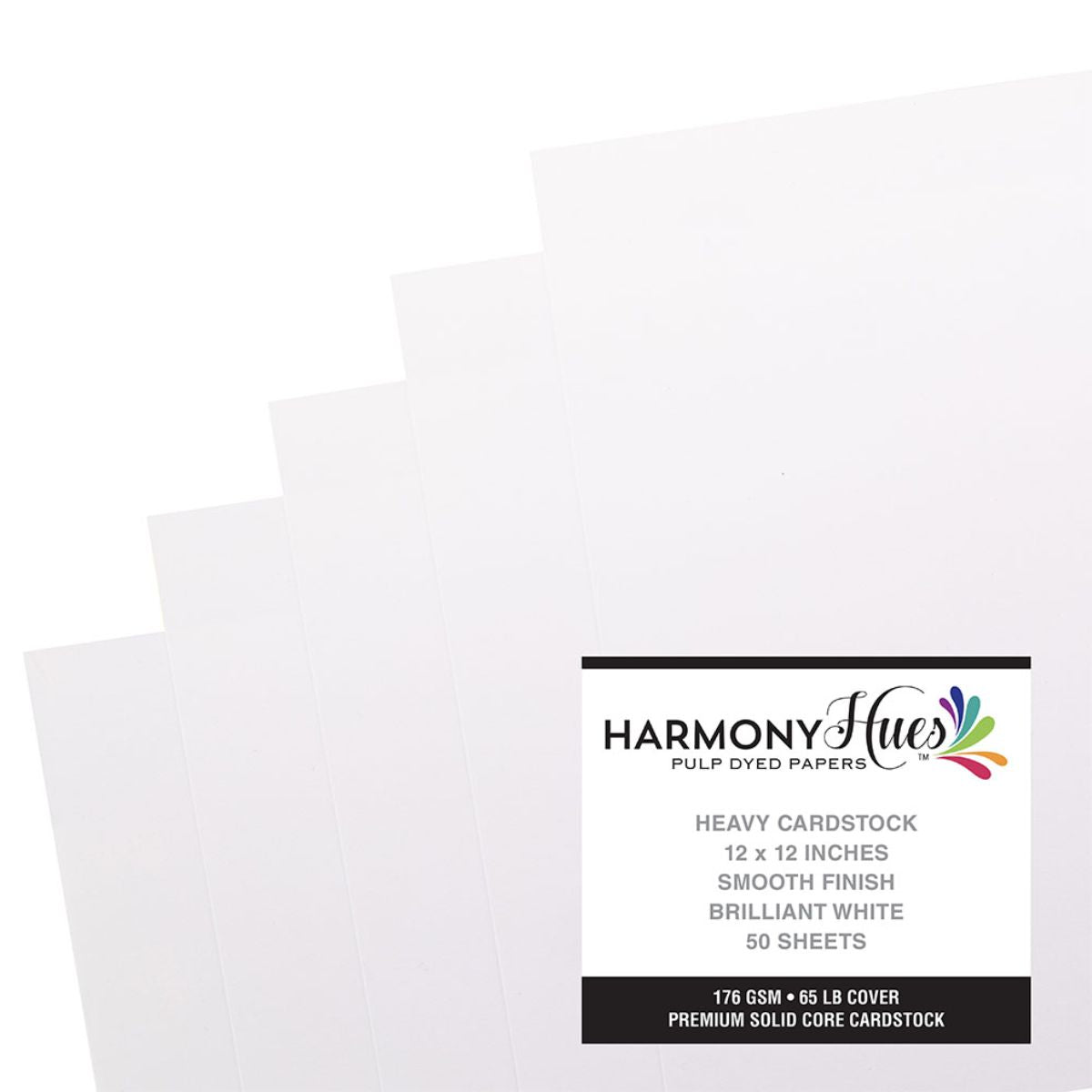 Brilliant White Cardstock 12" / 50 Hojas Cartulina Blanca Premium 30.5 cm Papel Harmony Paper