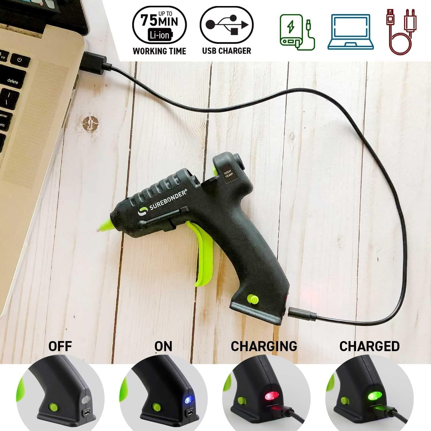 USB Cordless Glue Gun / Pistola de SIlicón Inalámbrica Detalles Adhesivos / Pegamentos SureBonder