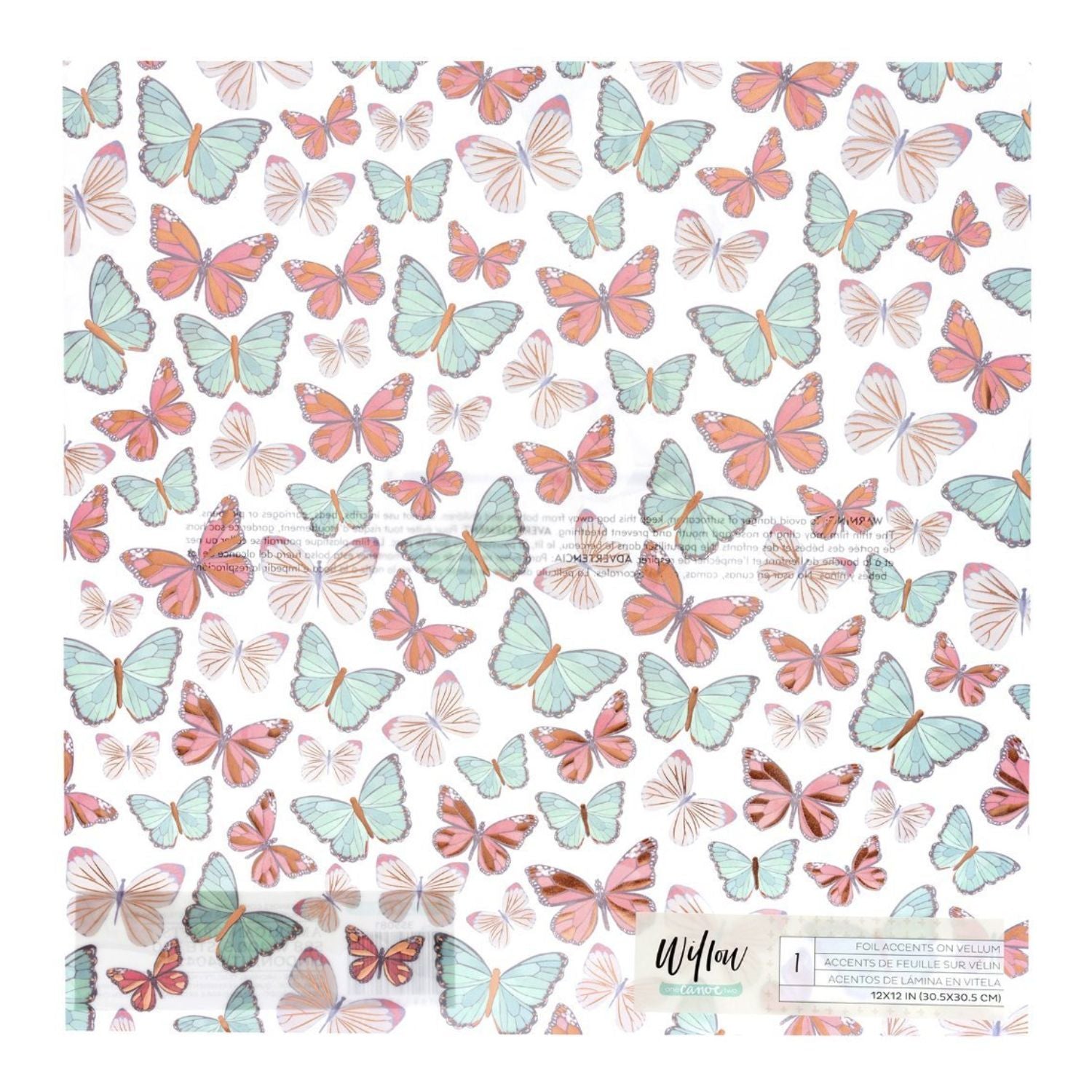 Willow Vellum Paper Sheet / 1 Hoja Papel Albanene Mariposas 12" Papel, Hojas Sueltas Crate Paper
