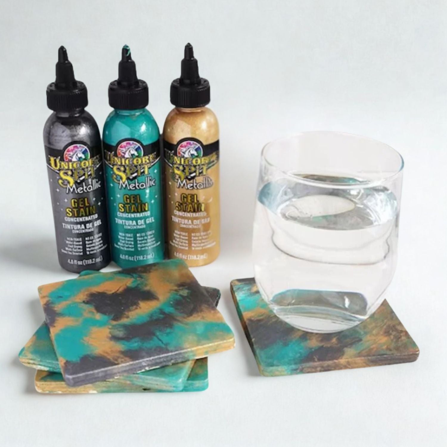 Metallic Wood Stain & Glaze Metallic Athena / Tinta y Esmalte Metálica Multi Superficies Pintura y Medios Mixtos Unicorn Spit