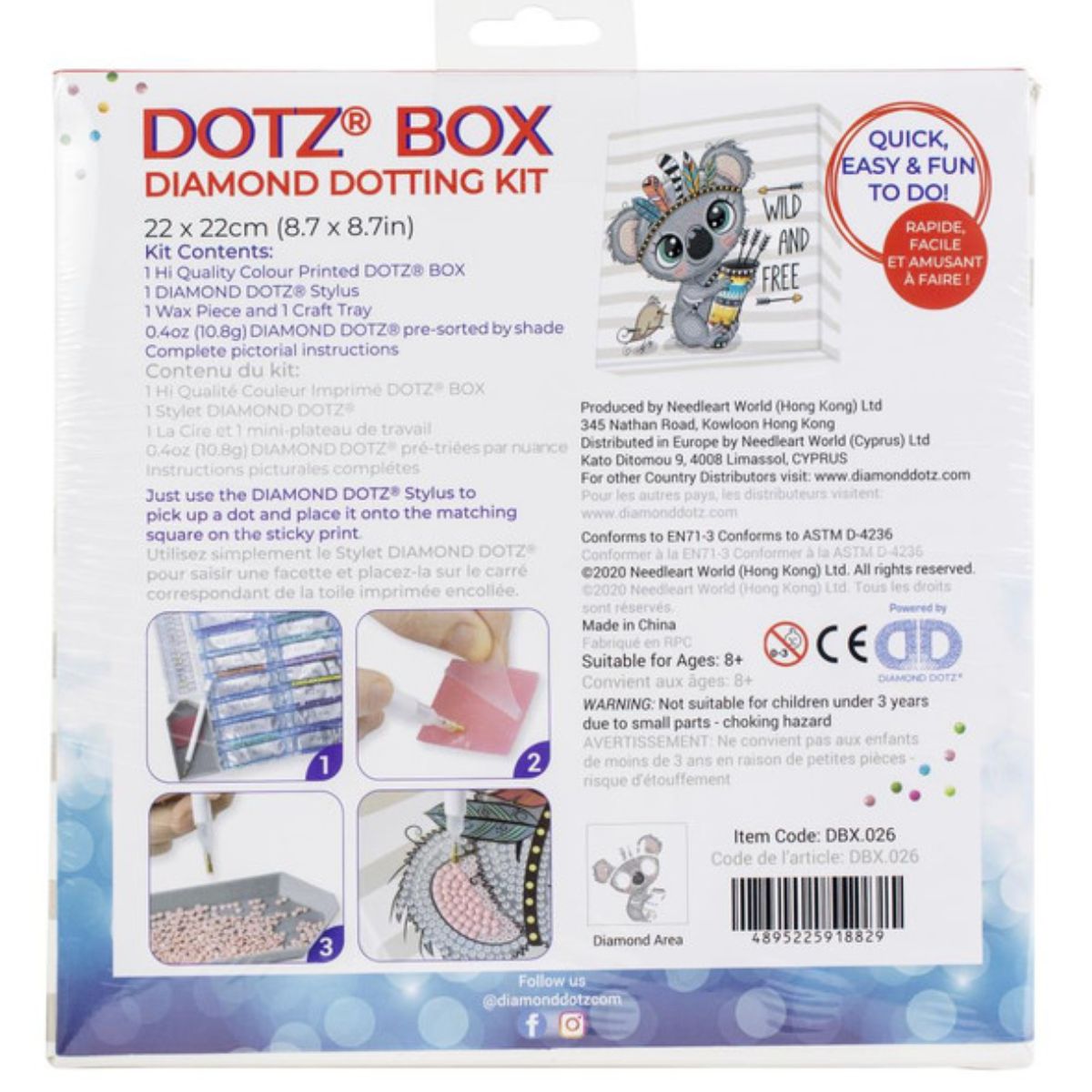 Art Box Kit Wild & Free / Pintura con Diamantes Koala Pintura Dimensional Diamond Dotz