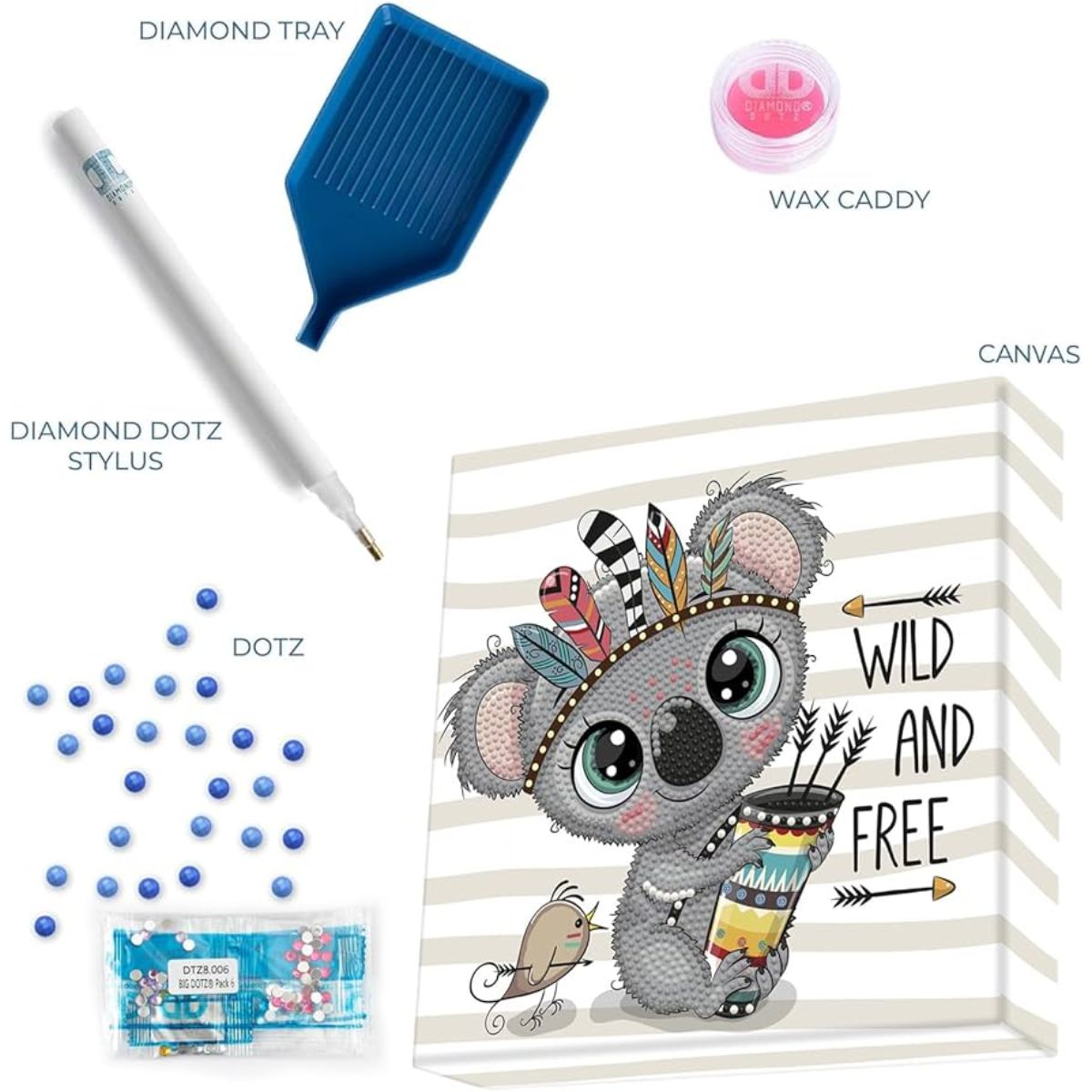 Art Box Kit Wild & Free / Pintura con Diamantes Koala Pintura Dimensional Diamond Dotz