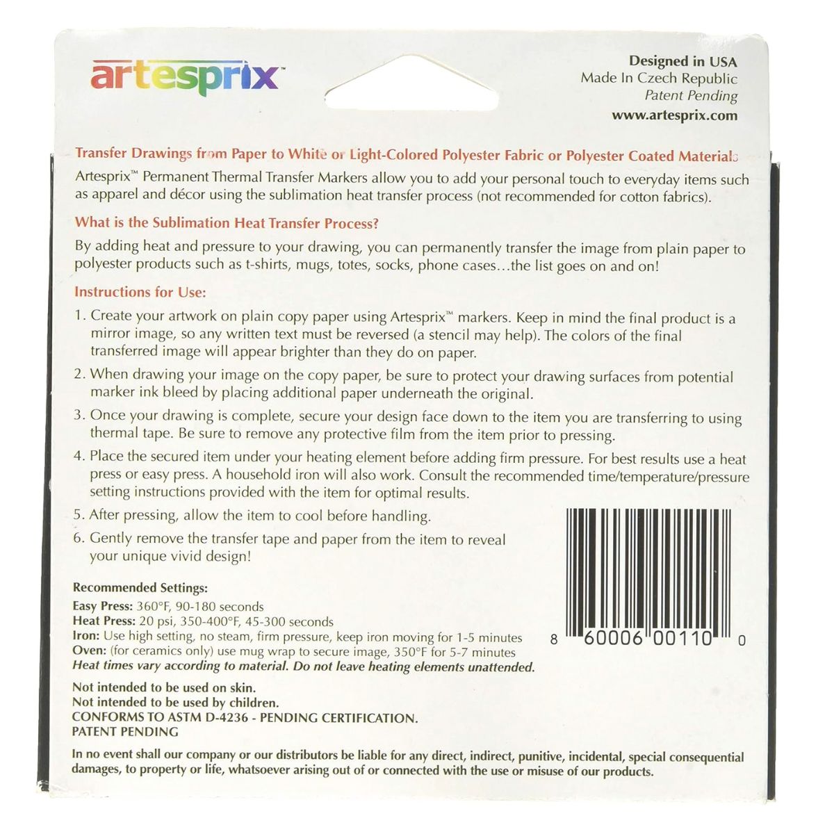 Iron-On-Ink Sublimation Markers / Marcadores para Sublimación Marcadores & Plumones Artesprix