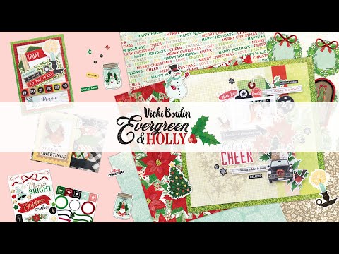 Evergreen & Holly 6x8" / Álbum Fotográfico Navideño Albumes Vicki Boutin