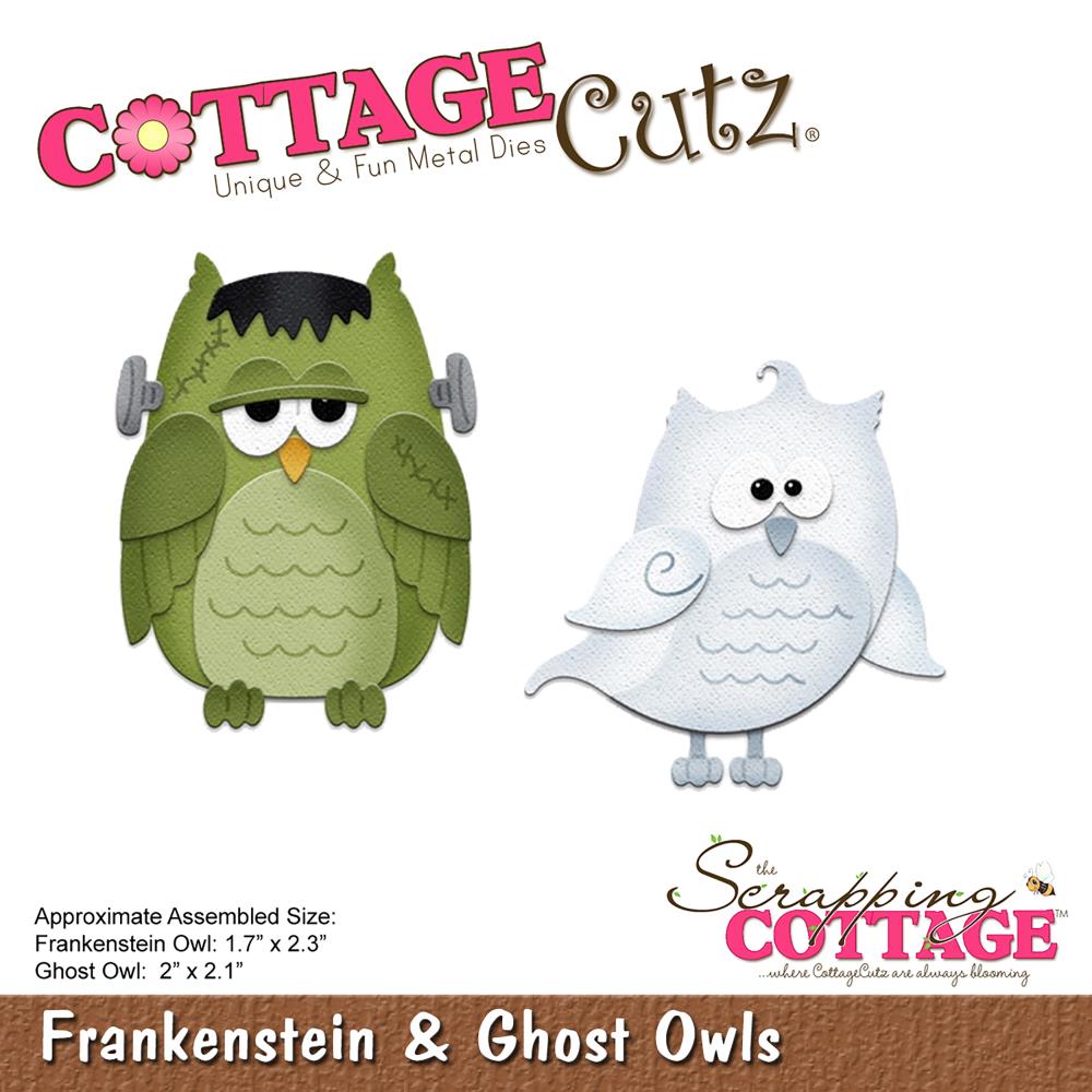 Frankenstein & Ghost Owls Die /  Suaje de Búhos Dados de Corte / Suajes / Troqueles Cottage Cutz