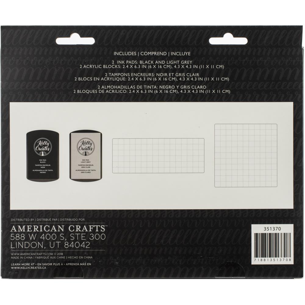 Ink Pad & Stamp Block Set /  Set de 2 Tintas y 2 Bloques de Acrílico para Sellos Tintas Kelly Creates