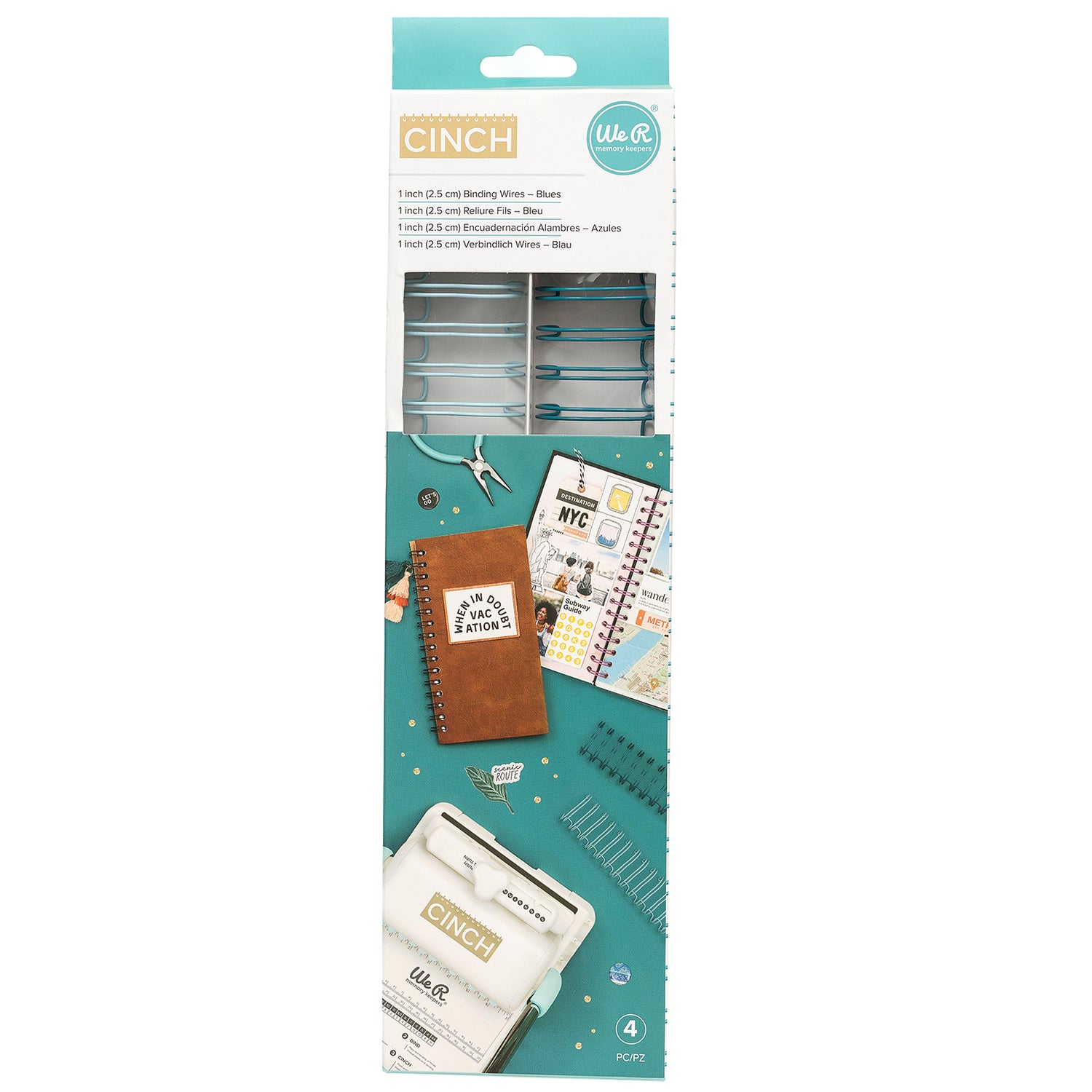 Cinch Wires Blue 1" / 4 Arillos Azules Arillos para Engargolar We R Memory Keepers
