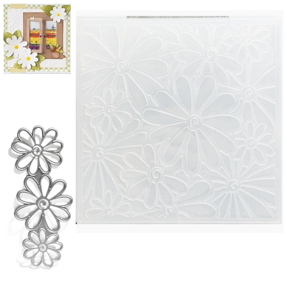 Embossing Folder & Die Daisies / Suajes y Folder de Grabado de Margaritas Dados de Corte / Suajes / Troqueles Leane Creatief
