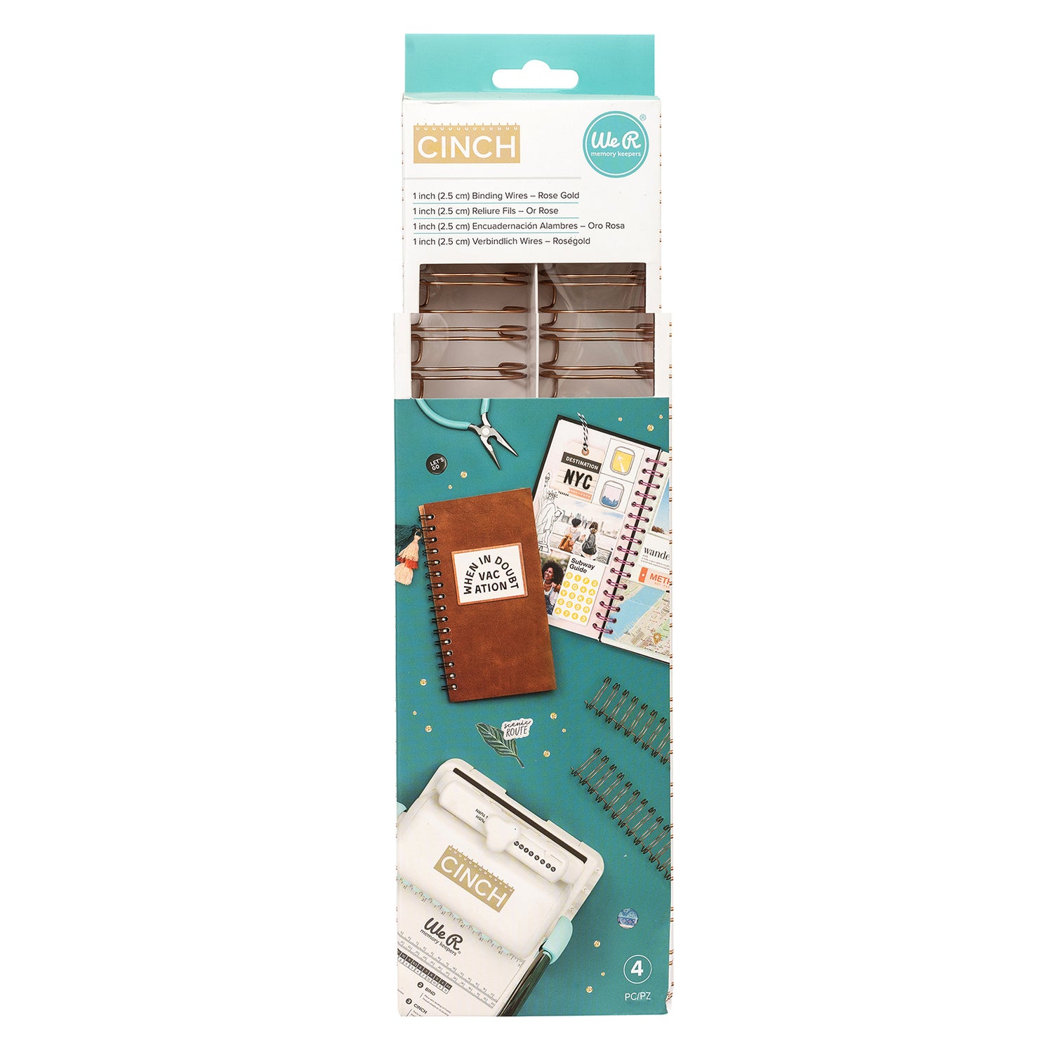 Cinch Wires Rose Gold 1" / 4 Arillos Oro Rosado Arillos para Engargolar We R Memory Keepers