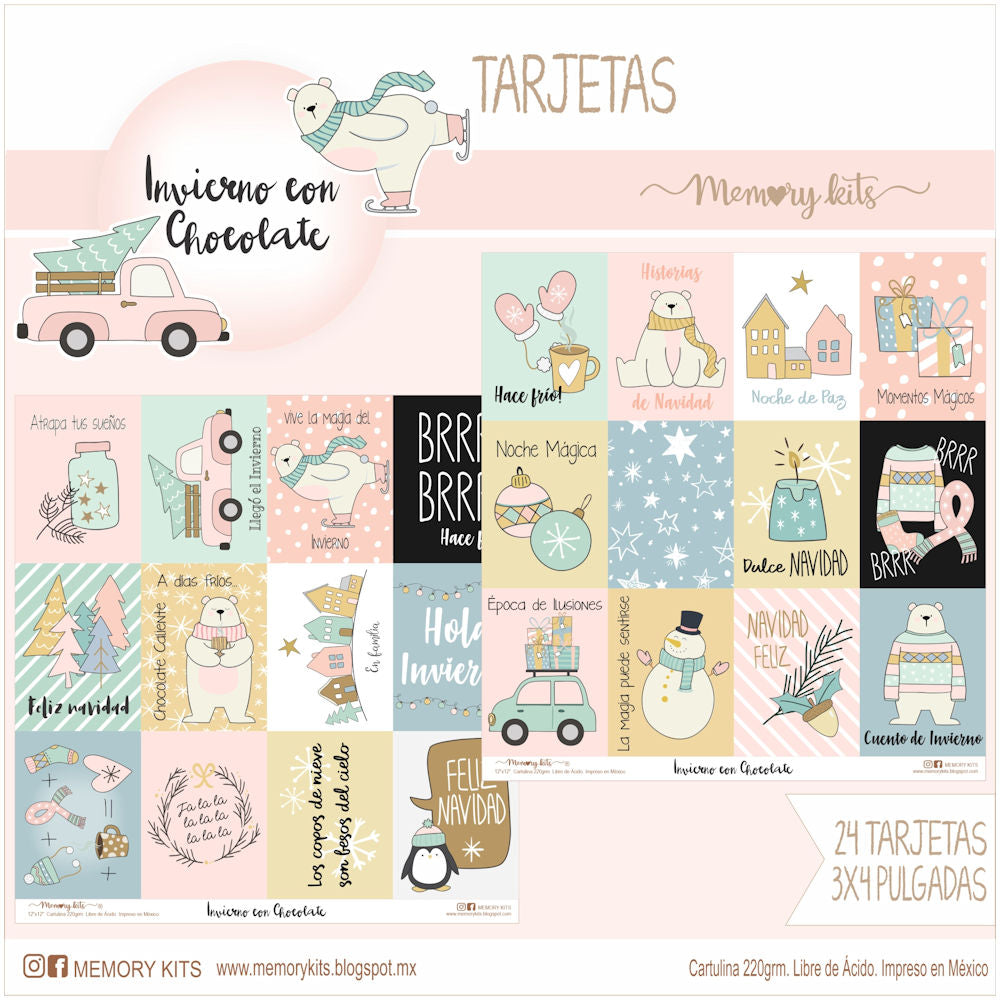 Kit de Papel Cartulina Invierno con Chocolate Papel Memory Kits