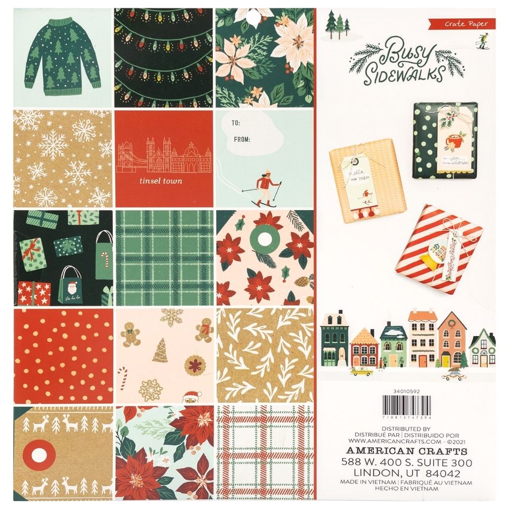Busy Sidewalks Paper Pad 12 x 12" / Block de Papel de Navidad Papel Crate Paper