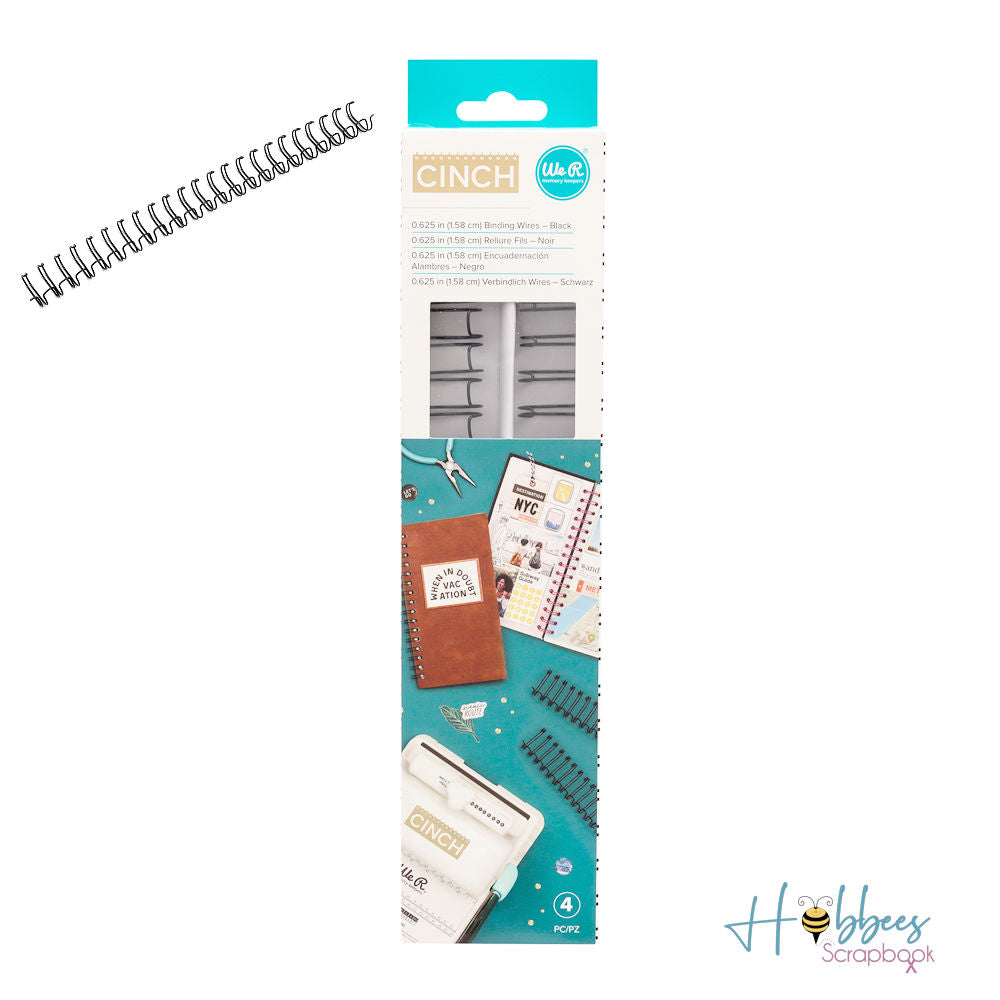 Cinch Wires Black 5/8" / 4 Arillos Negros Arillos para Engargolar We R Memory Keepers