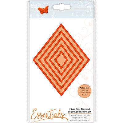 Essentials Mixed Edge Diamonds Die Set/ Set de Suajes de Rombo Lisos y con Onditas Dados de Corte / Suajes / Troqueles Tonic Studios