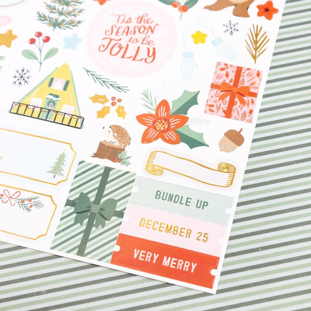 Mittens & Mistletoe Cardstock Stickers / Estampas de Cartulina Muérdago Papel Crate Paper