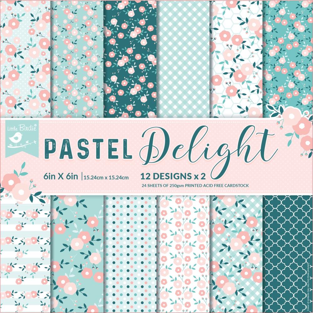 Pastel Delight Cardstock Pack 6" / Paquete de 24 Hojas de Cartulina Decorativa Descontinuado Little Birdie
