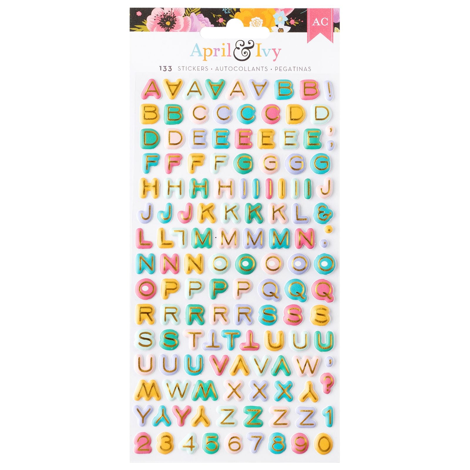 April & Ivy Alpha Puffy Stickers / Sellos Puffy de Letras Hiedra de Abril