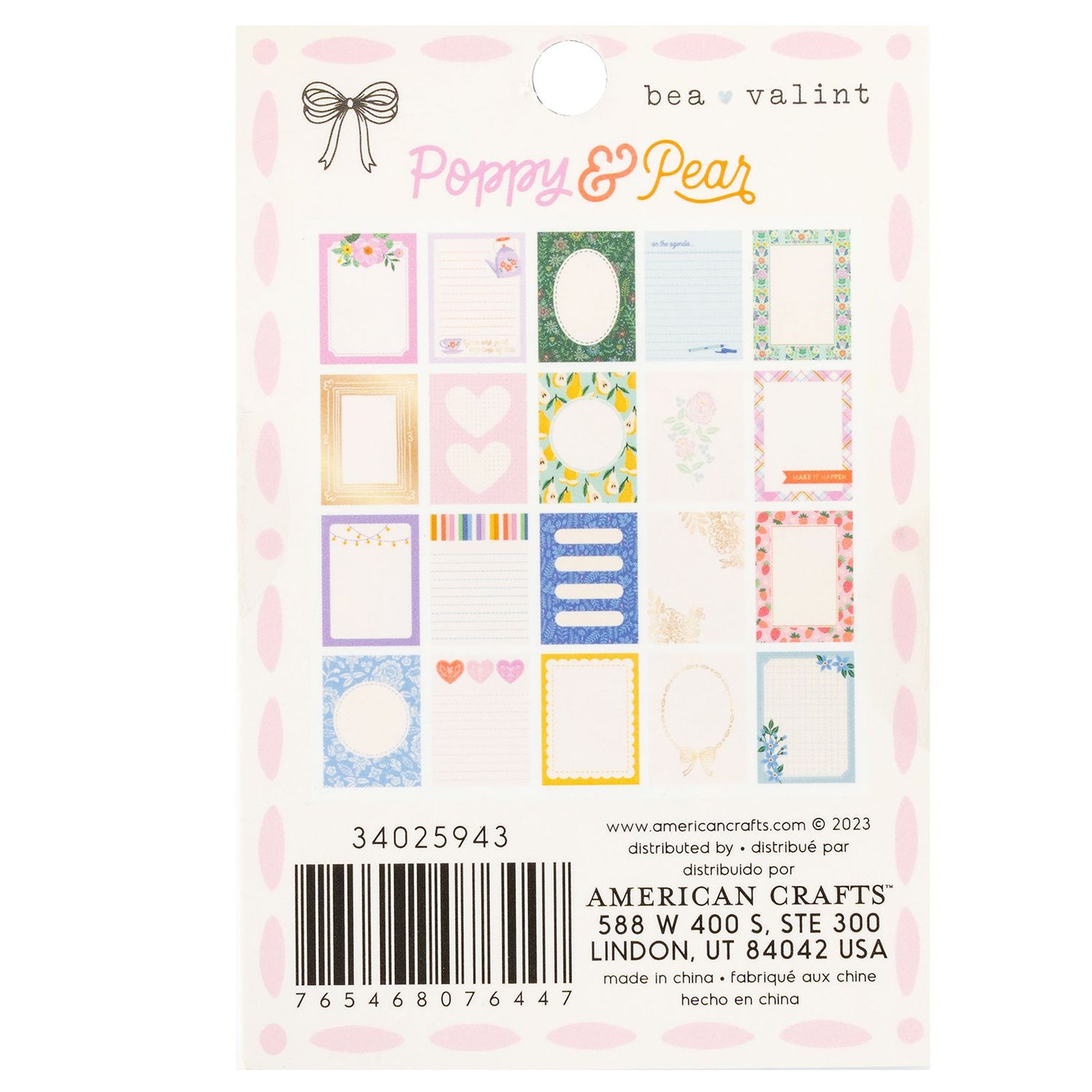 Poppy &amp; Pear Notecard Pad / Block de Notas Bea Valint Papel American Crafts