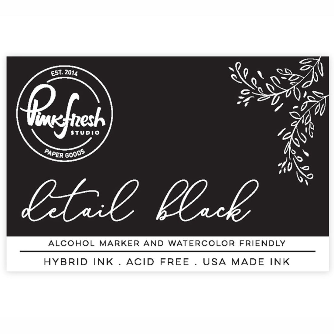 Hybrid Ink Pad Detail Black / Cojín de Tinta Negra Híbrida Tinta para Sellos Pinkfresh Studio