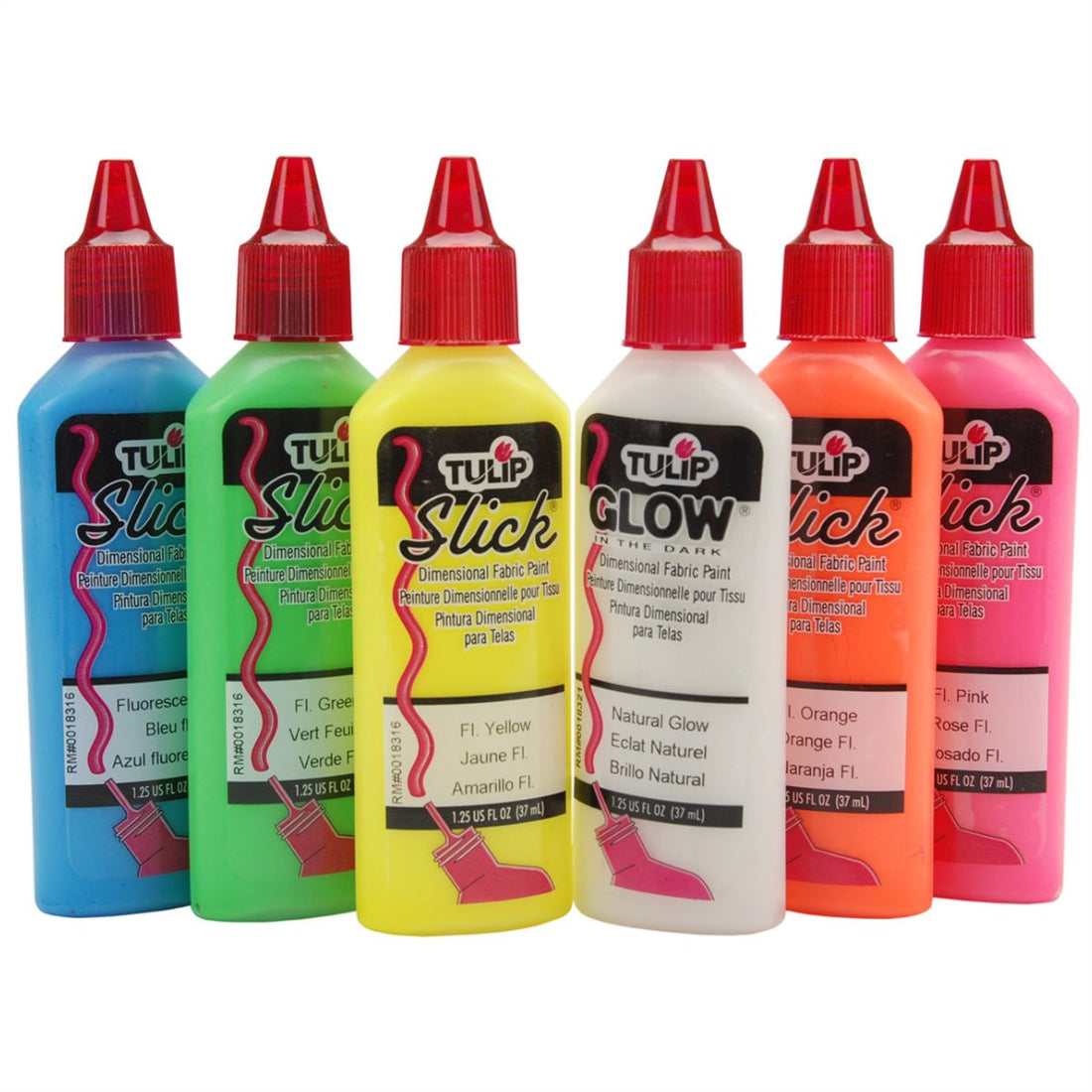 Dimensional Fabric Paint Neon & Glow / 6 Pinturas Dimensionales para Tela Neon Pintura para Tela Tulip