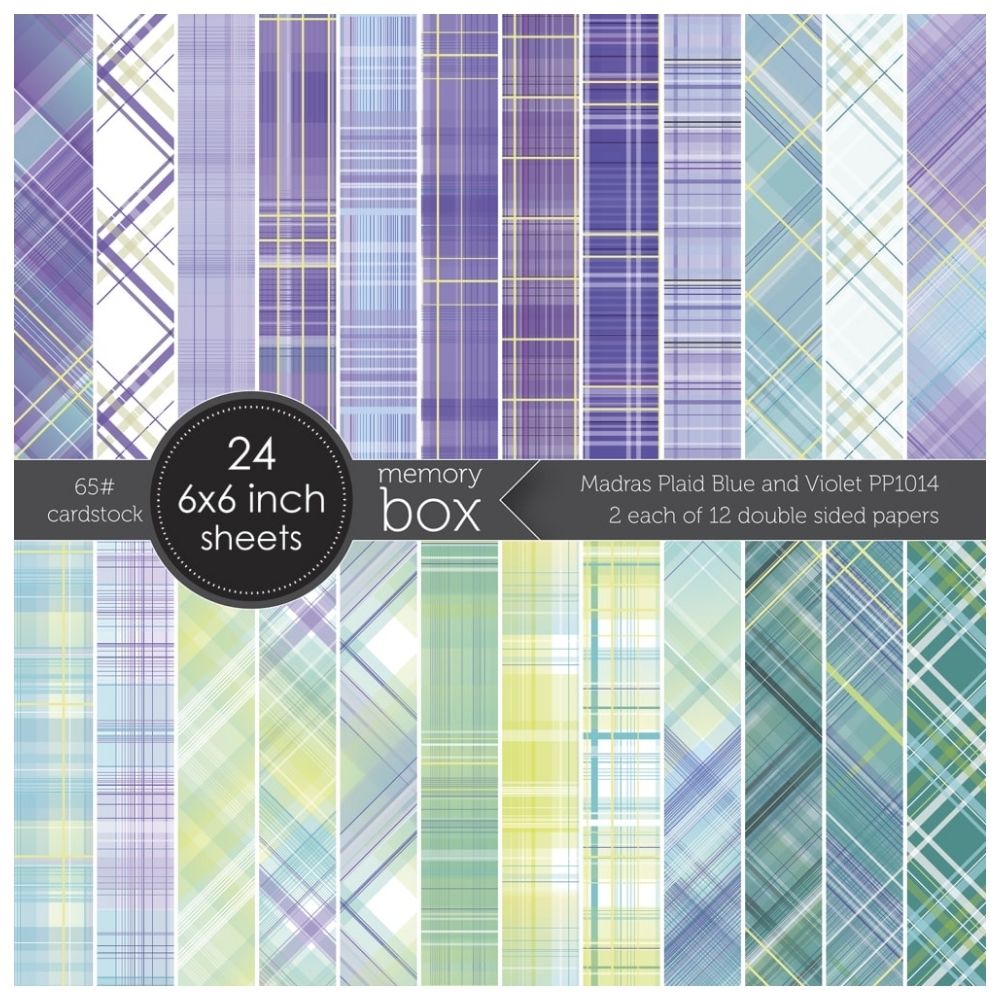 Madras Plaid Blue & Violet 6" / Block de Cartulina Tartán Azul y Violeta Papel Memory Box