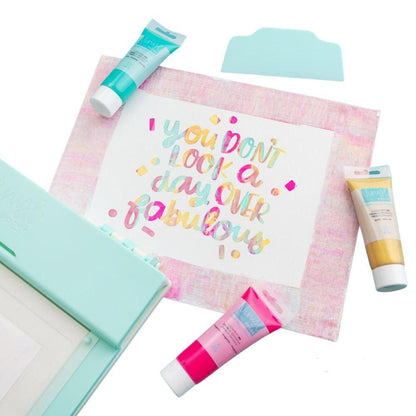 Vinyl Print Press Screen Print Ink / Tinta de Serigrafía Magenta Impresiòn con Prensa We R Memory Keepers