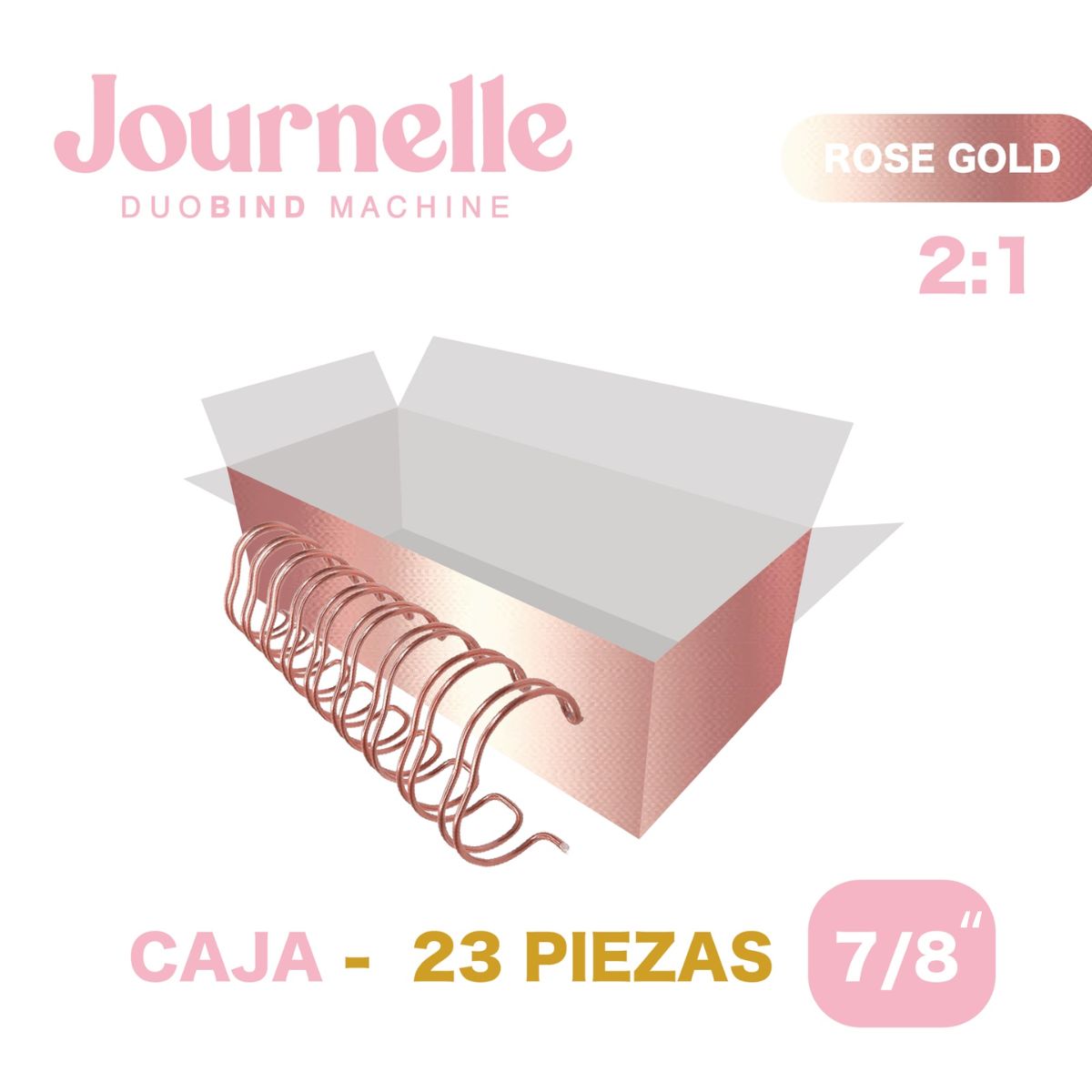23 Espirales Metálicos Journelle Rose Gold 7/8” Arillos para Engargolar Angie Guerra &amp; Hobbees