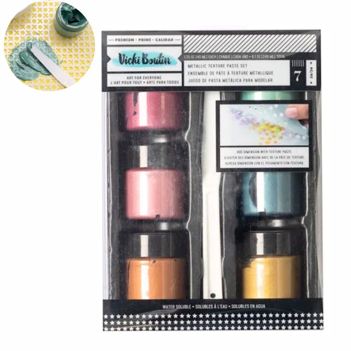Metallic Texture Paste Set / Kit de Pasta Texturizadora Metálica Pastas Texturizadoras y Medios Mixtos Vicki Boutin
