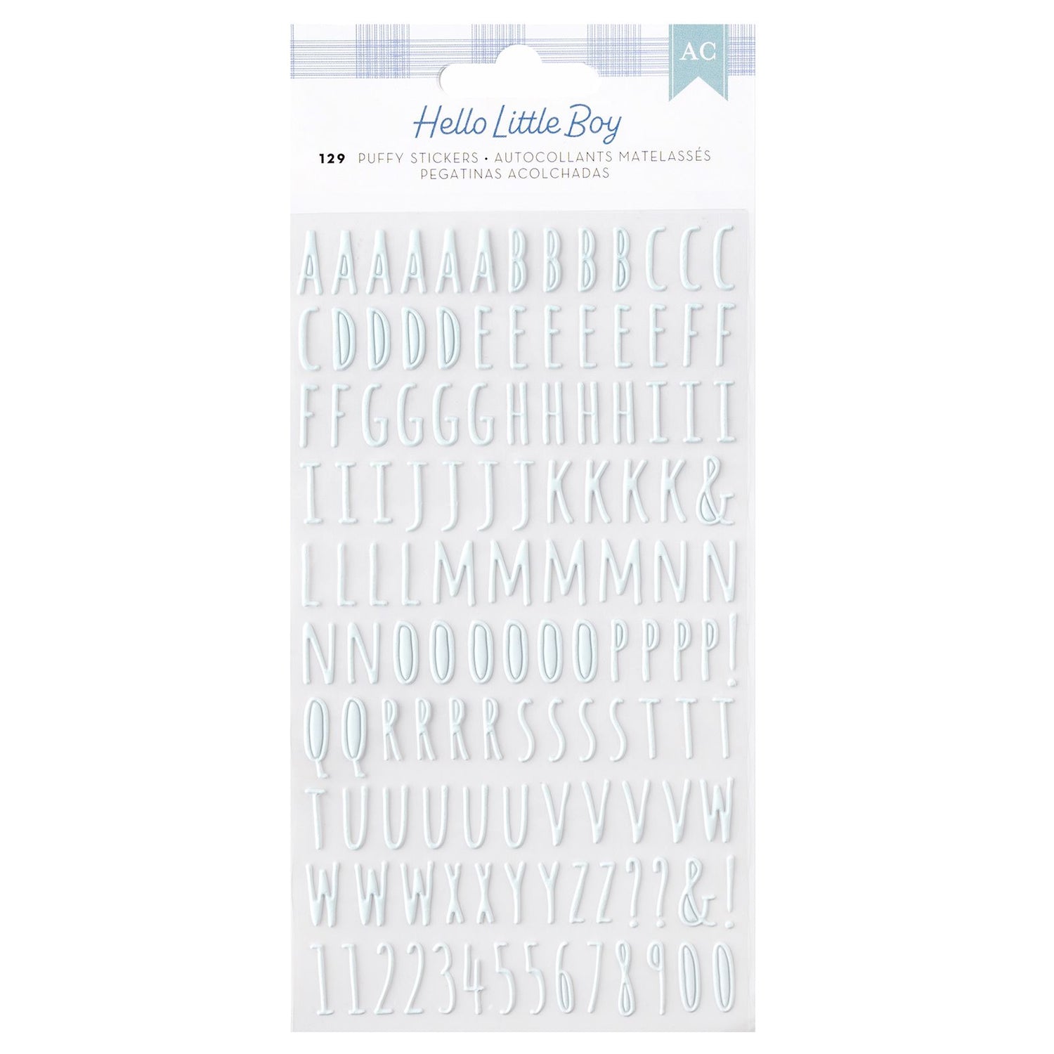 Hello Little Boy Puffy Stickers Alpha / Pegatinas Puff Letras Stickers American Crafts