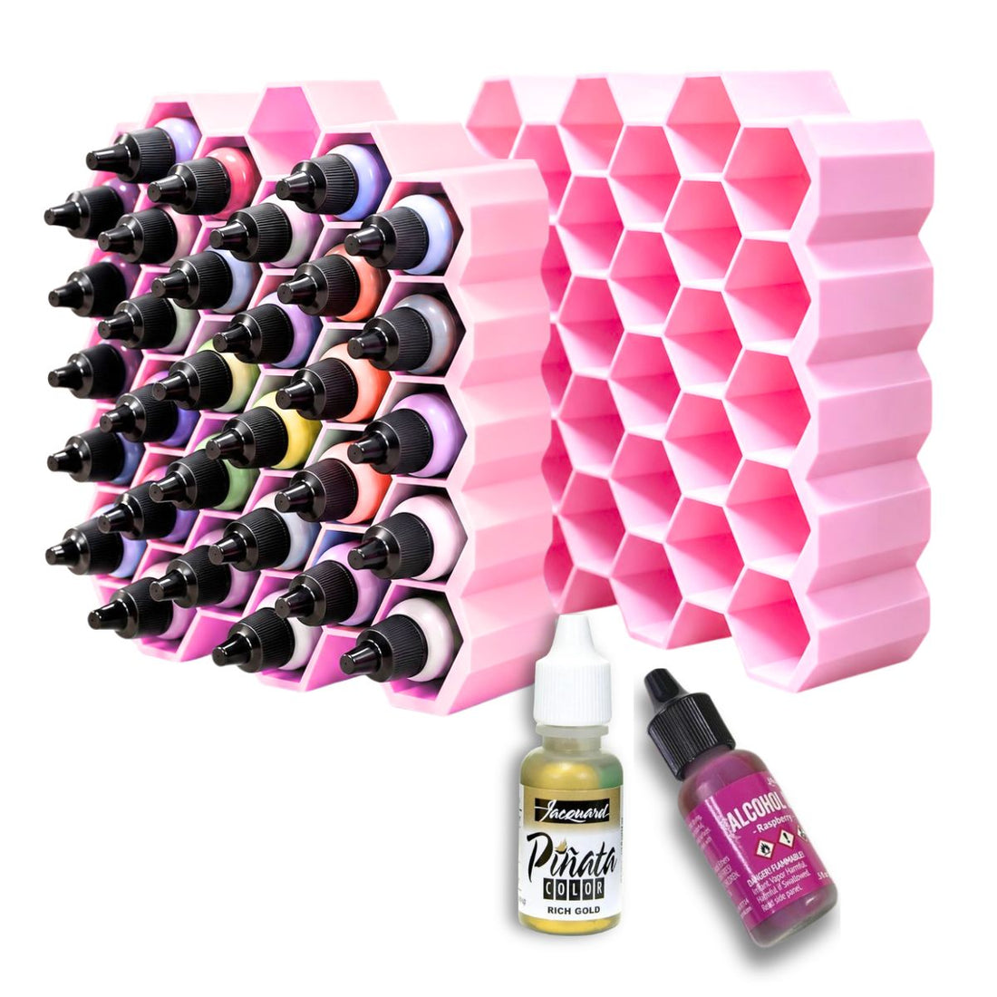 Organizador Panal para Tintas al Alcohol color Rosa Almacenamiento y Organización Hobbees