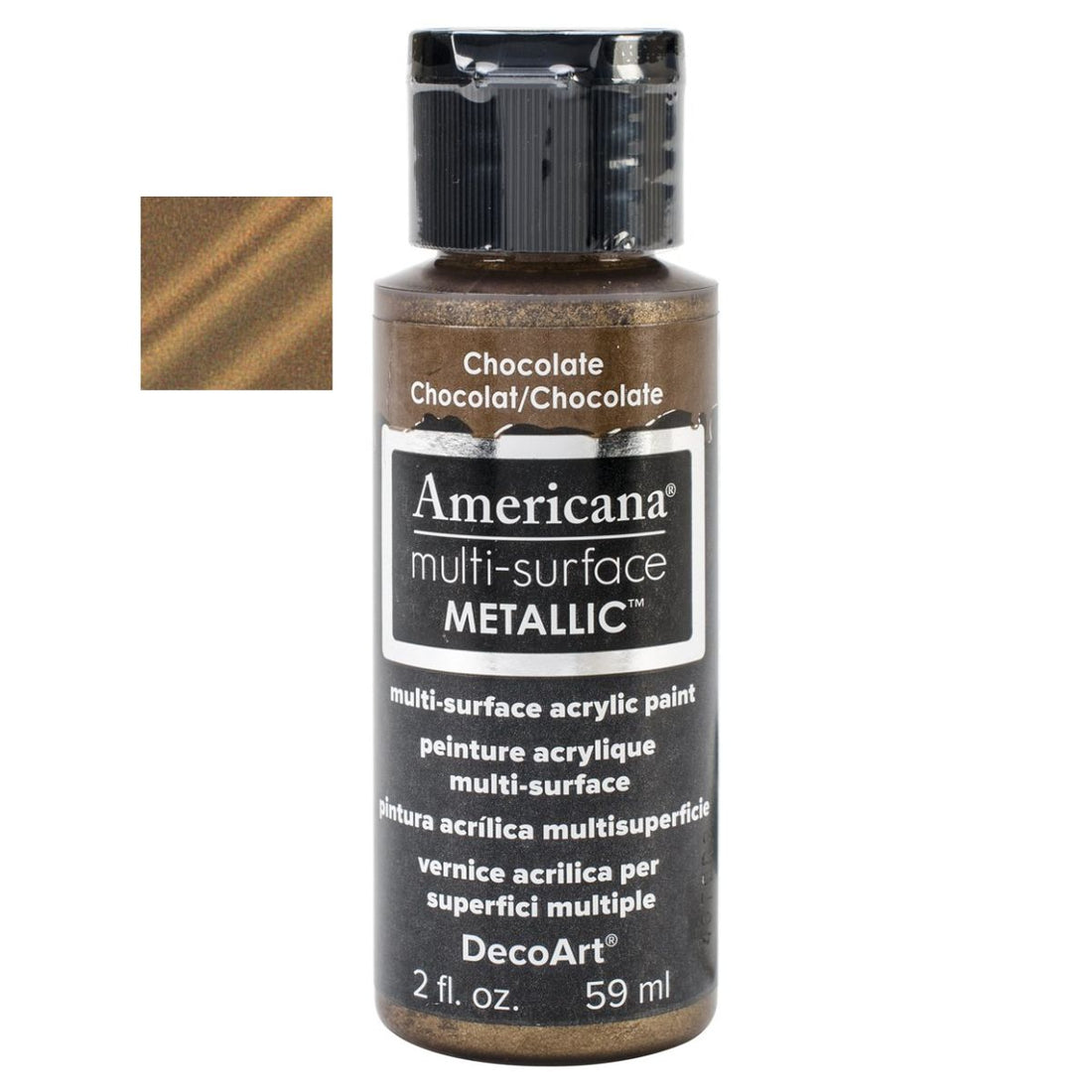 Americana Multi-Surface Metallic Acrylic Paint Chocolate / Pintura Multisuperficies Café Metálico Acrìlicos DecoArt