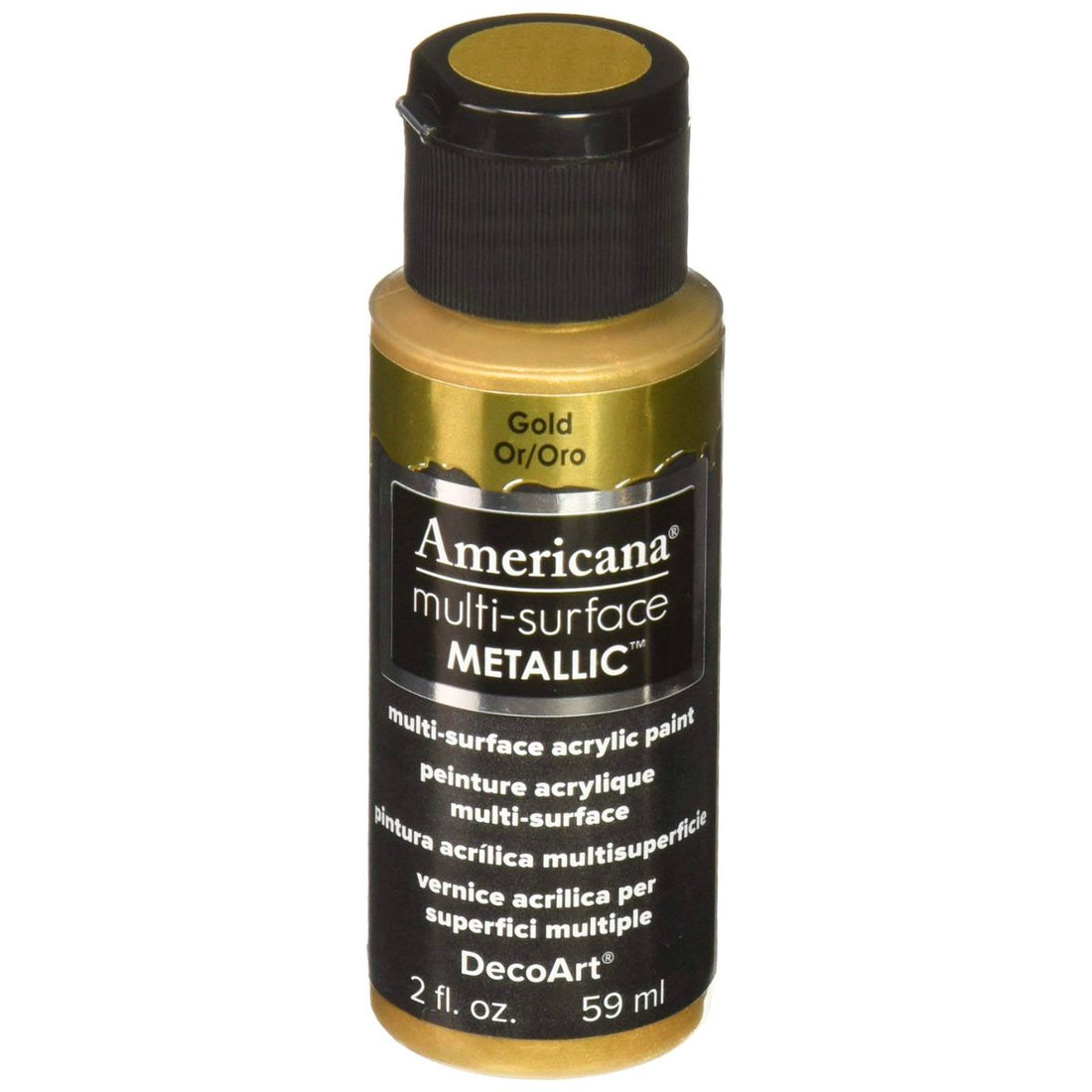 Americana Multi-Surface Metallic Acrylic Paint Gold / Pintura Multisuperficies Oro Metálico Acrìlicos DecoArt