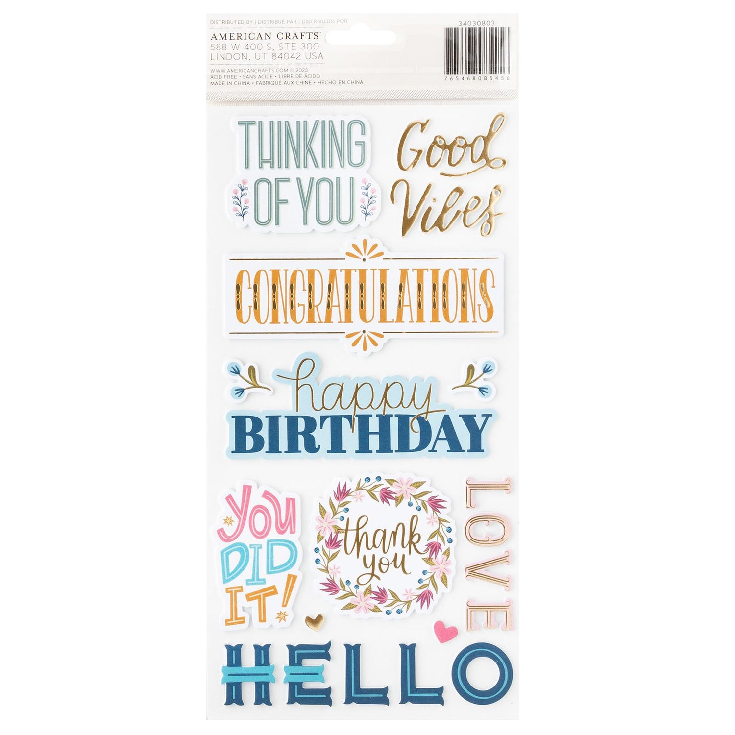 Joyful Notes Thickers Stickers / Estampas Gruesas Decorativas Stickers Pink Paislee