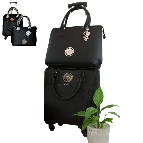 Handbag and Roller Set Belvedere Black / Bolsa y Carrito con Ruedas Negro Descontinuado Nuvo