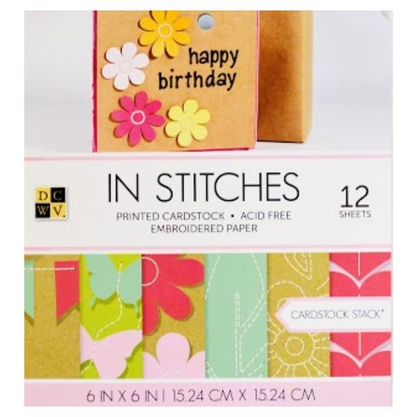 In Stitches Printed Cardstock / Block de Cartulina con Diseños para Tarjetas Papel DCWV