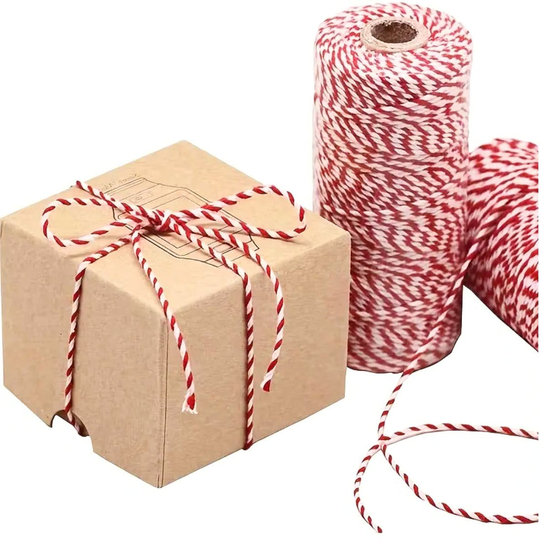 Hilo Twine Rojo con Blanco 100 metros. Listones e Hilos Hobbees