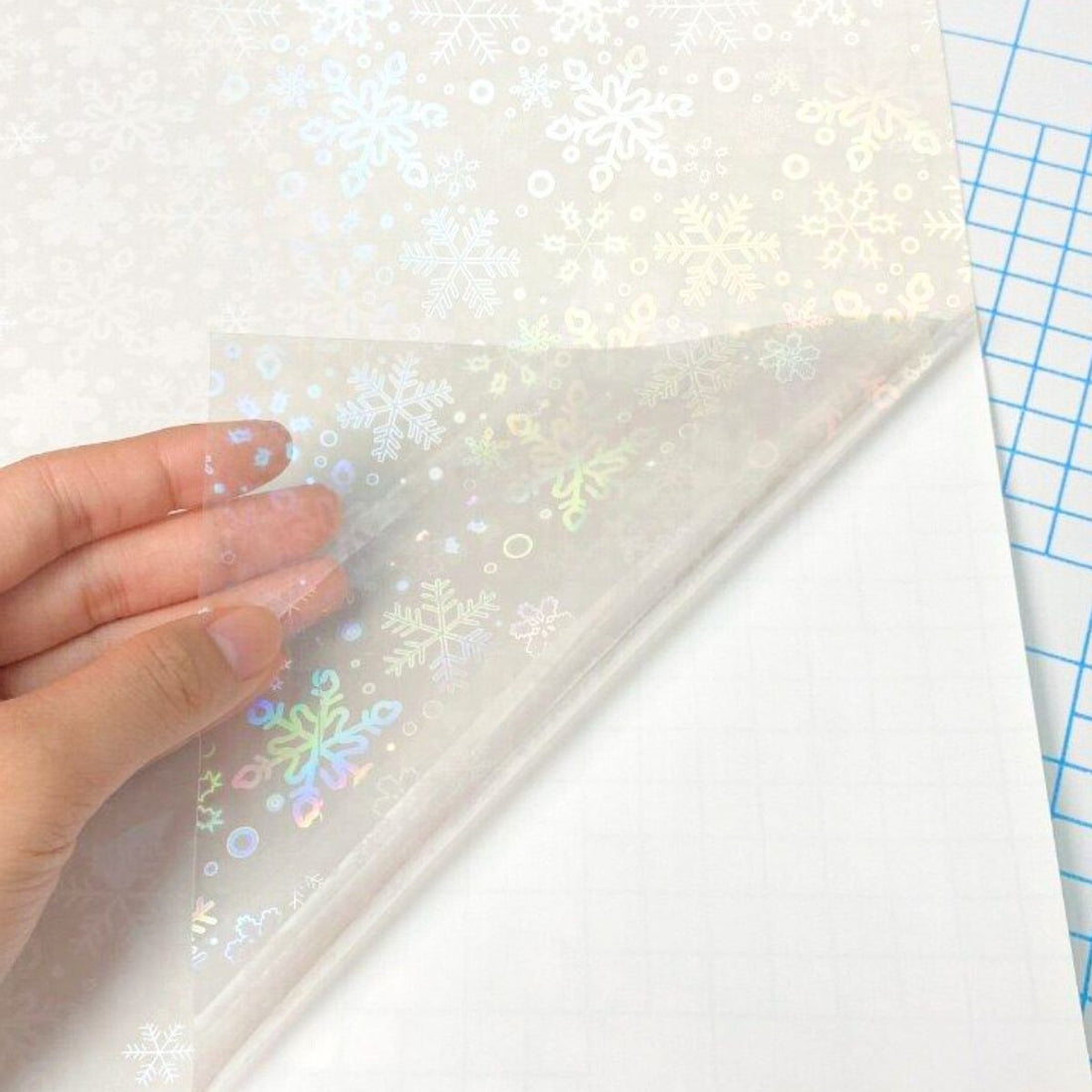 5 Hojas de Laminado en FrÃo de Copos de Nieve Holográficos Acetato y Especializados Hobbees