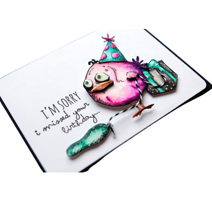 Cling Rubber Stamps Bird Crazy / Sello Cling Pájaros Locos Descontinuado Sizzix