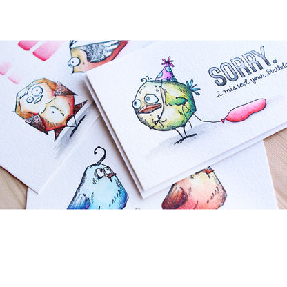Cling Rubber Stamps Bird Crazy / Sello Cling Pájaros Locos Descontinuado Sizzix