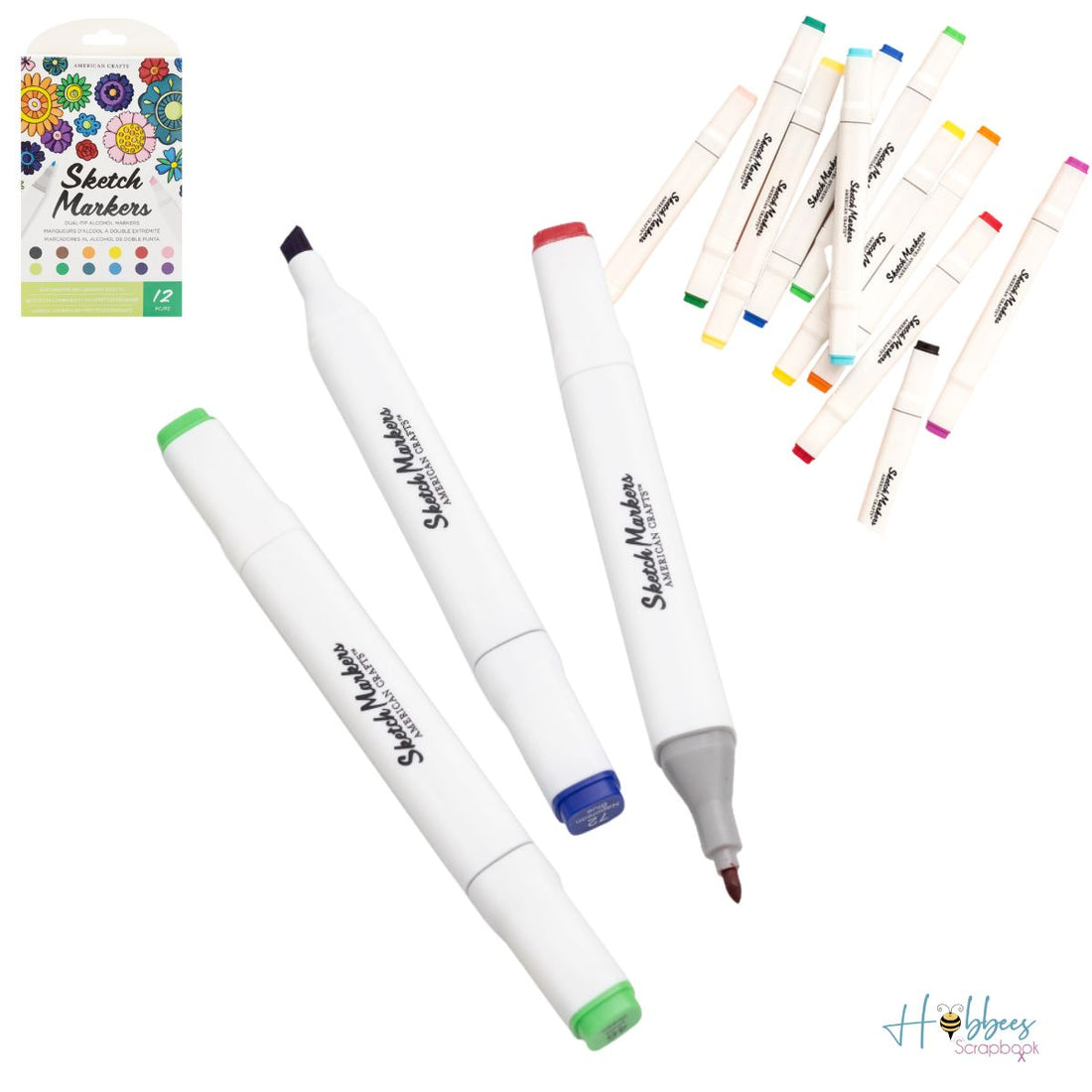 Sketch Dual-Tip Alcohol Markers / 12 Marcadores de Alcohol Doble Punta Marcadores & Plumones Hobbees