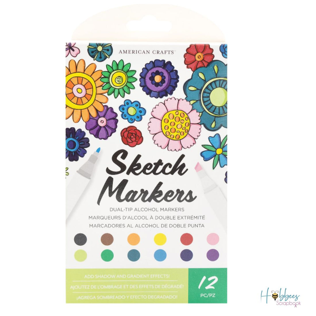 Sketch Dual-Tip Alcohol Markers / 12 Marcadores de Alcohol Doble Punta Marcadores & Plumones Hobbees