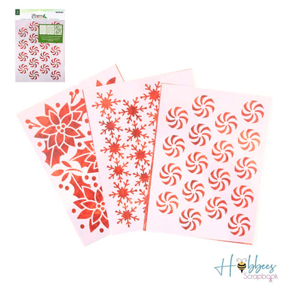 Evergreen &amp; Holly Stencil Set / Set de 3 Plantillas Navideñas Descontinuado Vicki Boutin