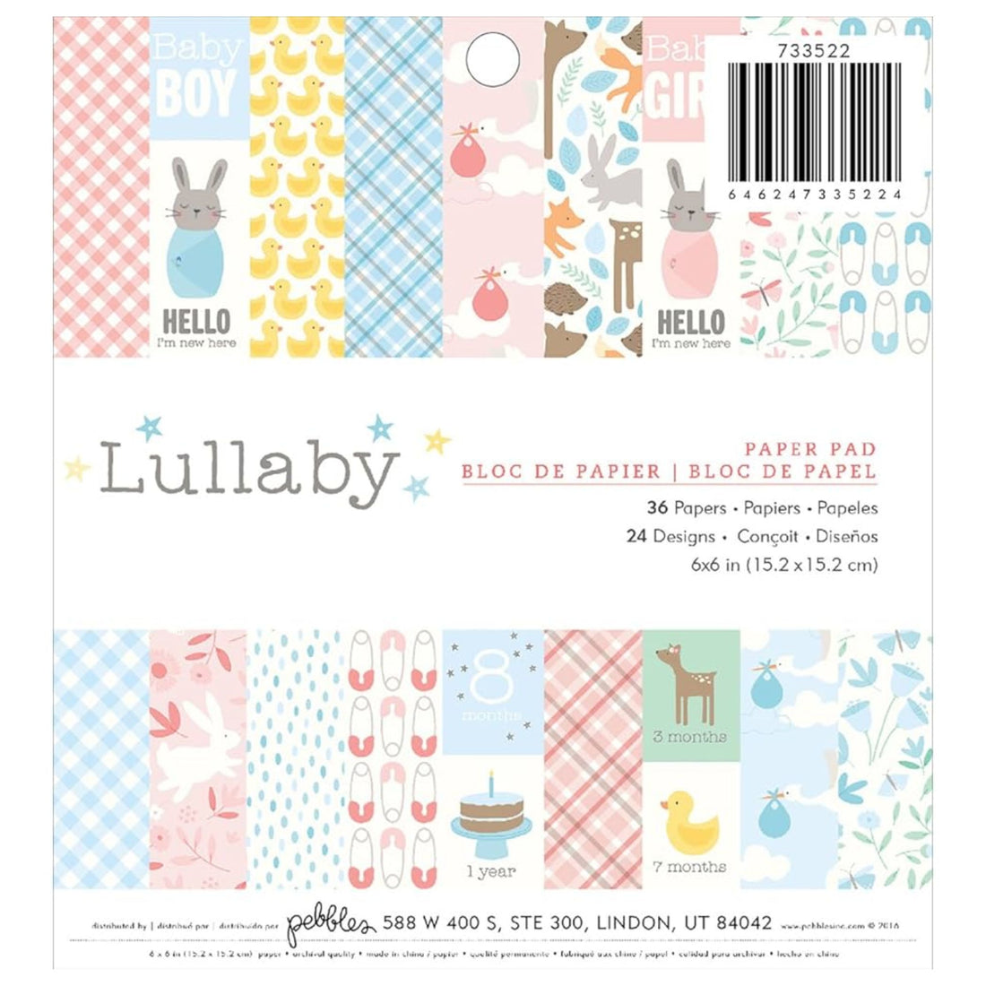 Lullaby Paper Pad / Block de Papel para Bebé 6&quot; x 6&quot; Papel Pebbles